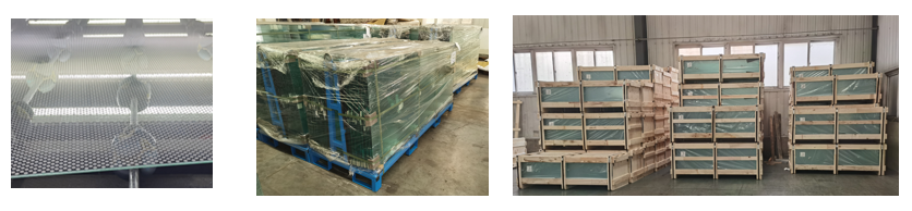 Silk-screen Ceramic Frit Dot Tempered Glass iron frame packing export wood packing  qdwider.com